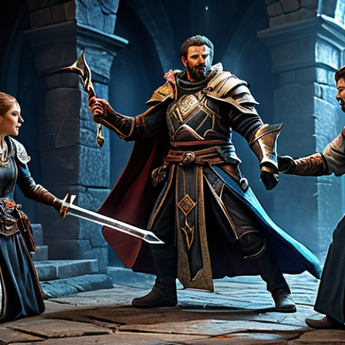 Home 7 **
A team of fully clothed adventurers, including a warrior, mage, and healer, collaborating to defeat a powerful boss in a dark fantasy dungeon. Appropriate attire, safe for work, perfect anatomy, correct proportions, dynamic action pose. Focus on teamwork and strategy. Professional digital art, high quality.
**