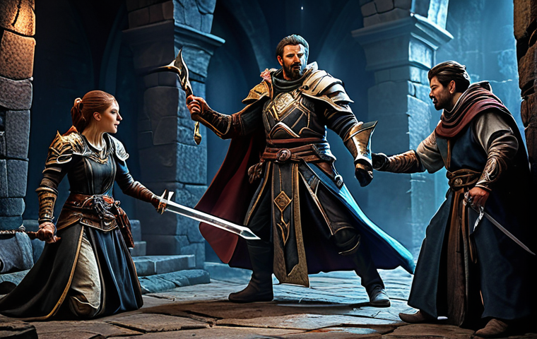 **

A team of fully clothed adventurers, including a warrior, mage, and healer, collaborating to defeat a powerful boss in a dark fantasy dungeon. Appropriate attire, safe for work, perfect anatomy, correct proportions, dynamic action pose. Focus on teamwork and strategy. Professional digital art, high quality.

**